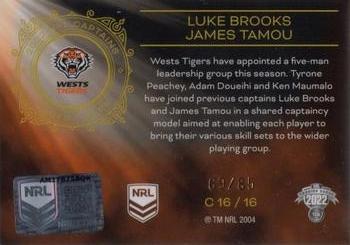 2022 NRL Elite - Captains #C16 Luke Brooks / James Tamou Back